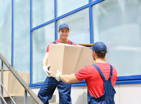 Customer storing packed boxes in a secure UK storage unit